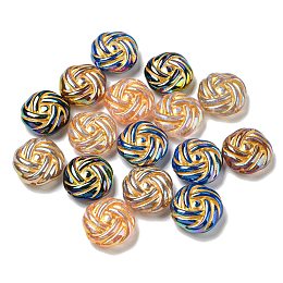 Opaque Acrylic Beads, Golden Metal Enlaced, Flower, Mixed Color, 16x7mm, Hole: 1.5mm