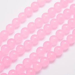 Honeyhandy Natural & Dyed Malaysia Jade Bead Strands, Round, Pink, 10mm, Hole: 1.0mm, about 38pcs/strand, 15 inch