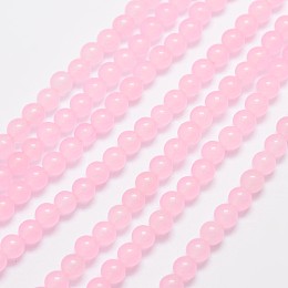 Honeyhandy Natural & Dyed Malaysia Jade Bead Strands, Round, Pink, 4mm, Hole: 0.8mm, about 92pcs/strand, 15 inch