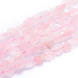 Honeyhandy Raw Rough Natural Rose Quartz Beads Strands, Nuggets, 6~12x6~10x5~8mm, Hole: 0.7mm, about 48pcs/strand, 15.75 inch(40cm)