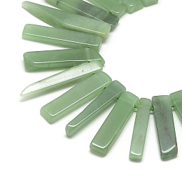 Honeyhandy Natural Green Aventurine Beads Strands, Top Drilled Beads, Rectangle, 20~65x7~15x6~10mm, Hole: 2mm, about 30~40pcs/strand, 15.75 inch(40cm)