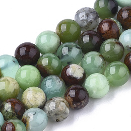 Honeyhandy Natural Chrysoprase Beads Strands, Round, 8~9mm, Hole: 1mm, about 45~48pcs/strand, 15.7 inch