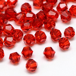 Honeyhandy Imitation 5301 Bicone Beads, Transparent Glass Faceted Beads, Dark Red, 4x3mm, Hole: 1mm, about 720pcs/bag