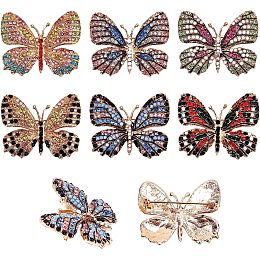 CHGCRAFT 6Pcs 6 Colors Butterfly Brooch Pin Set Rhinestone Butterfly Brooch Pins Badge Multicolor Butterfly Pin for Scarf Shirts Dresses Bridal Suit, 35x44.5x4.5mm