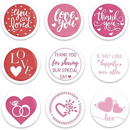 GLOBLELAND 9Pcs Love Pattern Pinback Buttons Valentine's Day Wedding Brooch Pins Button Badges for Adults Kids Men or Women, 2.3Inch, Mixed Color, Matte Surface