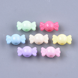 Honeyhandy Opaque Solid Color Acrylic Beads, Candy, Mixed Color, 8x14.5x8mm, Hole: 2mm, about 1370pcs/500g