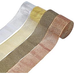 ARRICRAFT 32 Yards 4 Colors Glitter Organza Ribbons, 1.5" Glitter Trimmings Ribbons Fabric Shimmer Ribbons with Glitter Powder for Gift Wrapping Arts Crafts and Party Wedding Accessories