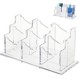 OLYCRAFT 6 Pockets 2 Tiers Acrylic Business Card Holder Vertical Business Card Holder Clear Desktop Business Card Display Stand Acrylic Name Card Holder for Office Home Desk