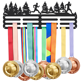 SUPERDANT Mountain Forest Running Medal Holder Sports Medals Display Black Iron Wall Mounted Hooks for 60+ Hanging Medal Rack Display Competition Medal Holder Display Wall Hanging 40x15cm