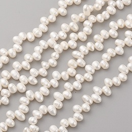Honeyhandy Grade AA Natural Cultured Freshwater Pearl Beads Strands, Oval, Old Lace, 8~14x5~6mm, Hole: 0.5mm, about 66pcs/strand, 14.1 inch(36cm)