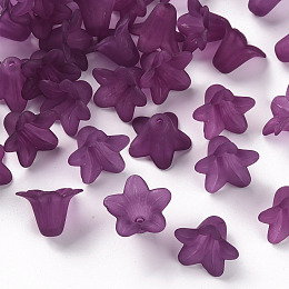 Honeyhandy Transparent Acrylic Beads, Frosted, Flower, Indigo, 17.5x12mm, Hole: 1.5mm, about 770pcs/500g