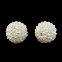 Honeyhandy AB-Color Resin Rhinestone Beads, with Acrylic Round Beads Inside, for Bubblegum Jewelry, White, 12x10mm, Hole: 2~2.5mm