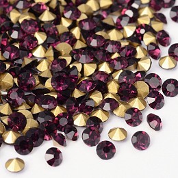 Honeyhandy Back Plated Grade A Diamond Glass Pointed Rhinestone, Amethyst, 3.8~3.9mm, about 1440pcs/bag