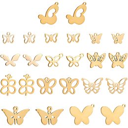 BENECREAT 48PCS 12 Styles Stainless Steel Butterfly Charms Butterfly Filigree Connectors Pendants for DIY Necklace Bracelet Earrings Jewelry Making Craft