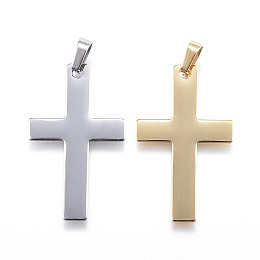 Honeyhandy 304 Stainless Steel Pendants, Latin Cross, Mixed Color, 36.5x22x1mm, Hole: 4x7mm