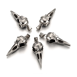 Honeyhandy 304 Stainless Steel Big Pendants, Bird Skull, Antique Silver, 56x21.5x14.5mm, Hole: 10x7mm