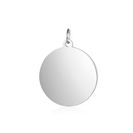 Honeyhandy 201 Stainless Steel Pendants, Flat Round, Stamping Blank Tag, Stainless Steel Color, 18.5x16x1mm, Hole: 3.5mm