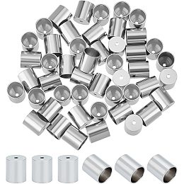 UNICRAFTALE 50Pcs Stainless Steel Color Cord End Caps 304 Stainless Steel Glue in End Cap Column Cord End Leather Ending Clasp Jewellery Cord Tips for Bracelets Necklace Jewelry Making