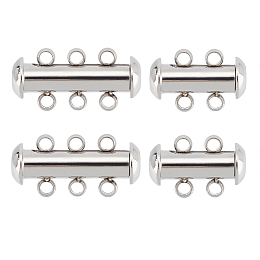 UNICRAFTALE 4 Sets Slide Lock Clasp Stainless Steel Tube Necklace Multilayer Chain Clasp Connectors Multi Strands Jewelry Clasps Chain Clasp Connector for Necklace Bracelet Jewelry Findings15~20mm