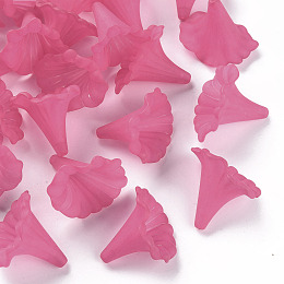 Honeyhandy Transparent Acrylic Beads, Calla Lily, Frosted, Dyed, Camellia, 40.5x33x35mm, Hole: 3mm