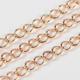 Honeyhandy Iron Twisted Chains, Unwelded, Gold Plated, 7x5x1mm