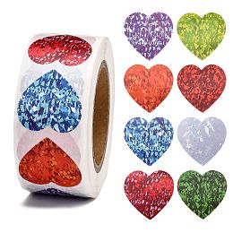 Honeyhandy Heart Shaped Stickers Roll, Valentine's Day Sticker Adhesive Label, for Decoration Wedding Party Accessories, Colorful, 25x25mm, 500pcs/roll