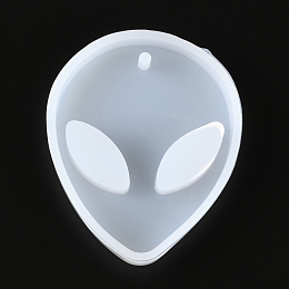 Honeyhandy Alien Pendant Silicone Molds, Resin Casting Molds, For UV Resin, Epoxy Resin Jewelry Making, White, 56x46x8.5mm, Hole: 3mm