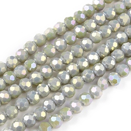 Honeyhandy Faceted Round Full Rainbow Plated Electroplate Glass Beads Strands, Gray, 4mm, Hole: 1mm, about 90~95pcs/strand, 12.8~13.6 inch(32~34cm)