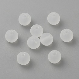 Honeyhandy Transparent Acrylic Ball Beads, Frosted Style, Round, Clear, 6mm, Hole: 1mm