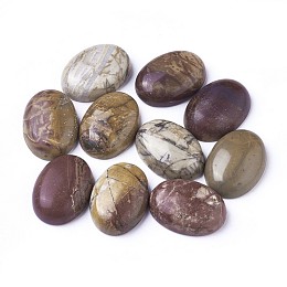 Honeyhandy Natural Picasso Stone/Picasso Jasper Cabochons, Oval, 25x18x7~10mm.