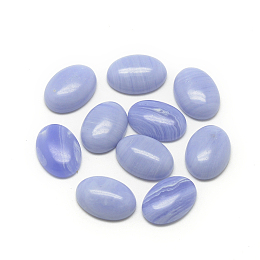 Honeyhandy Natural Striped Agate/Banded Agate Cabochons, Dyed, Oval, Medium Purple, 18x13x5mm