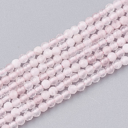 Honeyhandy Natural Rose Quartz Beads Strands, Faceted, Round, 2mm, Hole: 0.5mm, about 182pcs/strand, 15.5 inch