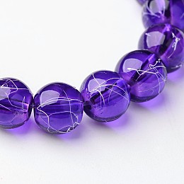 Honeyhandy Drawbench Transparent Glass Round Beads Strands, Spray Painted, Purple, 8mm, Hole: 1.3~1.6mm, about 100pcs/strand, 31.4 inch