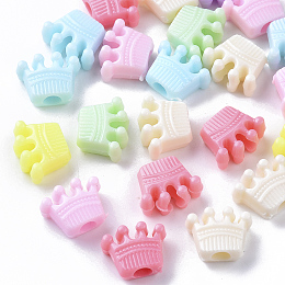 Arricraft Opaque Polystyrene Plastic Beads, Crown, Mixed Color, 10.5x13x6mm, Hole: 3.5mm, about 100pcs/50g