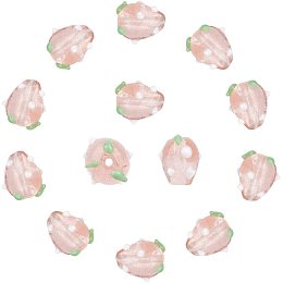 Arricraft 10 Pcs Strawberry Beads, Handmade Lampwork Beads Spacer, Glass Beads for Jewelry Making, Pink