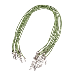 Honeyhandy Waxed Cord Necklace Making, with Zinc Alloy Lobster Clasps, Platinum, Yellow Green, 17.8 inch~18 inch(45.5~46cm), 2mm