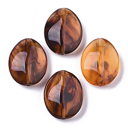 Honeyhandy Transparent Acrylic Beads, Two-Tone, Oval, Saddle Brown, 23x18x8.5mm, Hole: 1.8mm