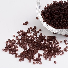 Honeyhandy 12/0 Frosted Round Glass Seed Beads, Rosy Brown, Size: about 2mm in diameter, hole:1mm, about 3304pcs/50g