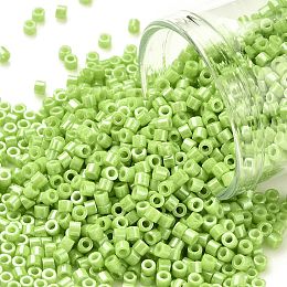 Honeyhandy Cylinder Seed Beads, Opaque Colours Luster, Uniform Size, Green Yellow, 2x1.5mm, Hole: 0.8mm, about 888pcs/10g