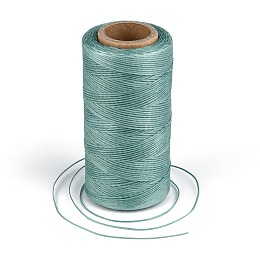 Honeyhandy Flat Waxed Polyester Cords, Dark Cyan, 1x0.3mm, about 284.33 yards(260m)/roll