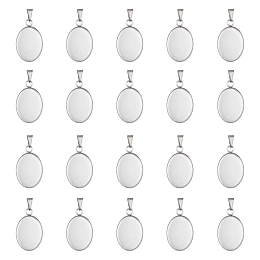 Unicraftale 304 Stainless Steel Pendant Cabochon Settings, Milled Edge Bezel Cups, Oval, Stainless Steel Color, Tray: 13.5x18mm, 23x14x1.5mm, Hole: 3x5mm; 20pcs/box