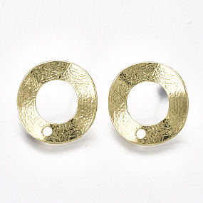 Honeyhandy Alloy Stud Earring Findings, with Loop and Steel Pins, Ring, Light Gold, 21x20mm, Hole: 2mm, Pin: 0.7mm