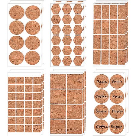Cork Label Stickers, Self Adhesive Craft Stickers, for DIY Art Craft, Scrapbooking, Greeting Cards, Hexagon/Square/Triangle/Round/Rectangle, Sandy Brown, 15~30x15~30mm
