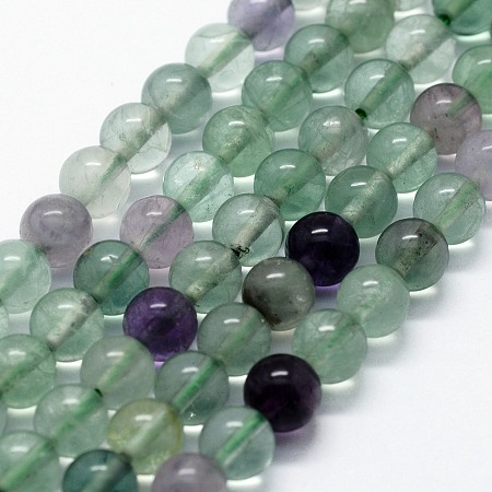Arricraft Natural Fluorite Beads Strands, Round, 4mm, Hole: 0.6mm, about 95pcs/strand,  14.76 inches(37.5cm)
