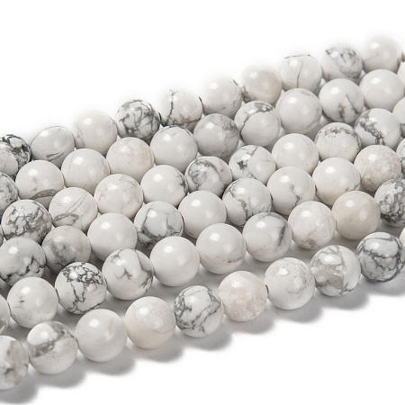 Arricraft 1 Strand White Round Natural Howlite Beads Strands, 8mm, Hole: 1mm, about 24pcs/strand, 7.6 inches