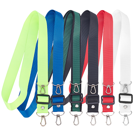 NBEADS 6 Pcs Adjustable Nylon Lanyard, 6 Colors Nylon Cell Phone Lanyards Adjustable Neck Strap With 2 Pcs Swivel Clasps and Slide Buckle Shoulder Strap for Smartphone Keys ID Cards Holder Badges
