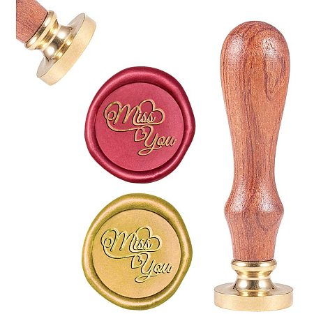 CRASPIRE Wax Seal Stamp, Sealing Wax Stamps Letter Miss You Retro Wood Stamp Wax Seal 25mm Removable Brass Seal Wood Handle for Envelopes Invitations Wedding Embellishment Bottle Decoration