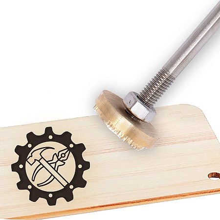 OLYCRAFT Wood Branding Iron 1.2” Leather Branding Iron Stamp Custom Logo BBQ Heat Stamp with Brass Head and Wood Handle for Woodworking and Handcrafted Design - Hammer & Pliers