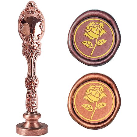 CRASPIRE Wax Seal Stamp Sealing Wax Stamps Rose Flower Pattern Retro Alloy Stamp Wax Seal 25mm Removable Brass Seal Rose Alloy Handle for Envelope Invitation Wedding Embellishment Bottle Decoration