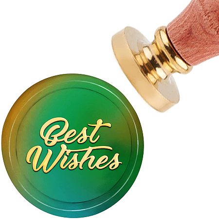 CRASPIRE Words Wax Seal Stamp Best Wishes Vintage Sealing Wax Stamps 30mm Removable Brass Head Sealing Stamp with Wooden Handle for Halloween Wedding Invitations Gift Wrap Christmas Xmas Party